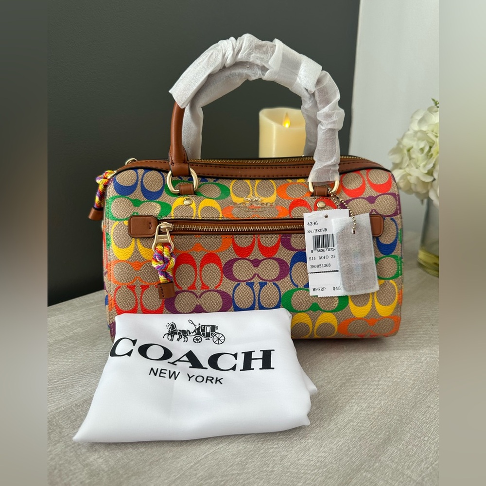 Coach Rainbow Rowan with crossbody strap